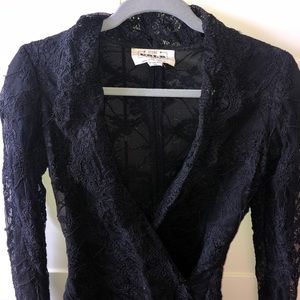 Stone cold fox black lace wrap dress